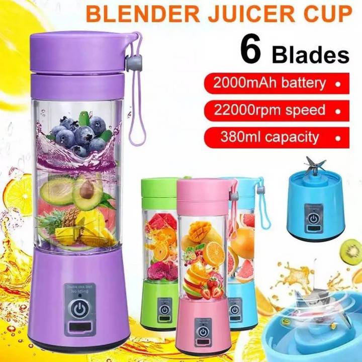 Recargeable Juicer Blender 6 Blades 380ml - Portable Juicer Cup & Smoothie Maker Charging